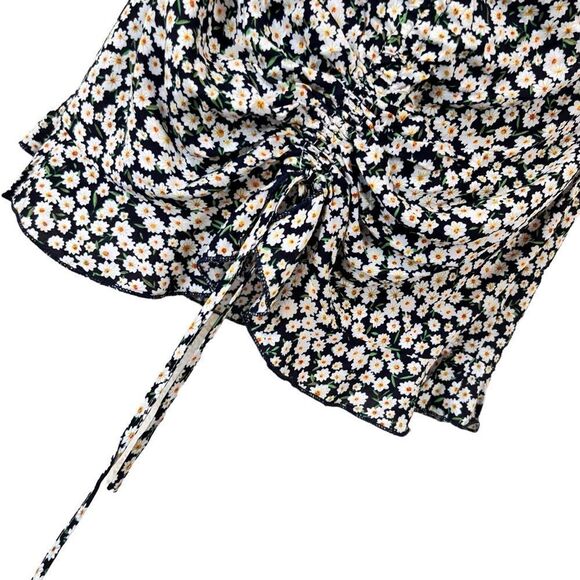 Princess Polly McLeod Blue Floral Drawstring Ruched Halter Ruffle Mini Dress - Picture 5 of 16